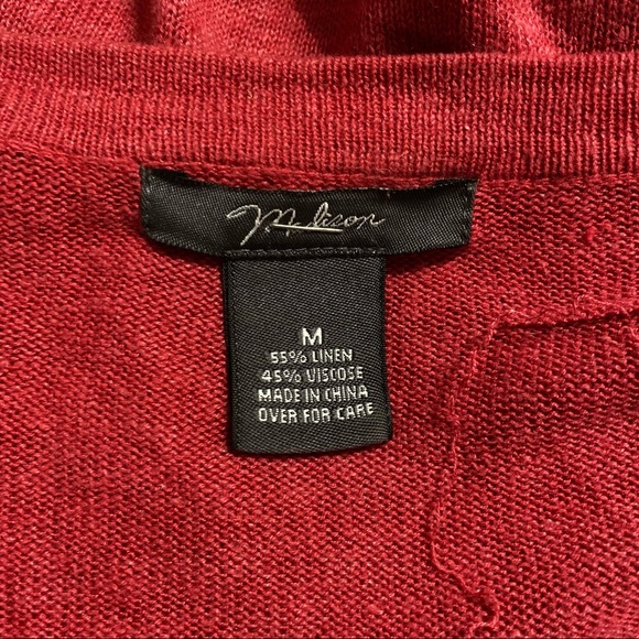 Madison Salmon Linen Blend V Neck 3/4 Sleeve Cardigan - Picture 4 of 4